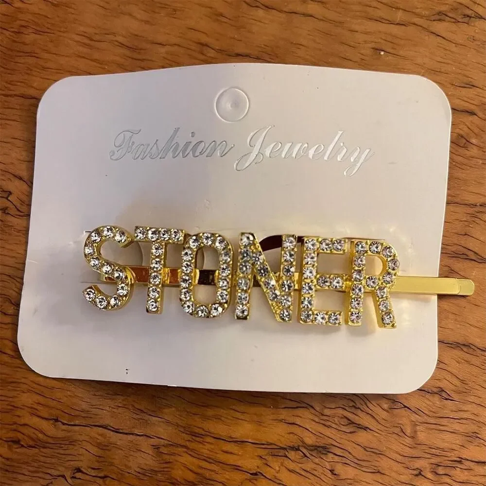 STONER Gold & Rhinestone Hair Clip